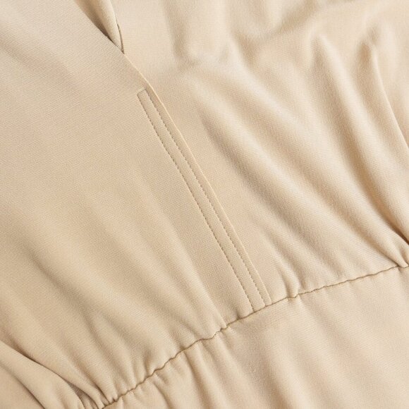 Norma Kamali Maxi Dress Beige Stretchy Jersey Obie Gown Blonde XL - Picture 6 of 13